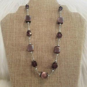 PRetty Purple Cats Eye Necklace 1557‎